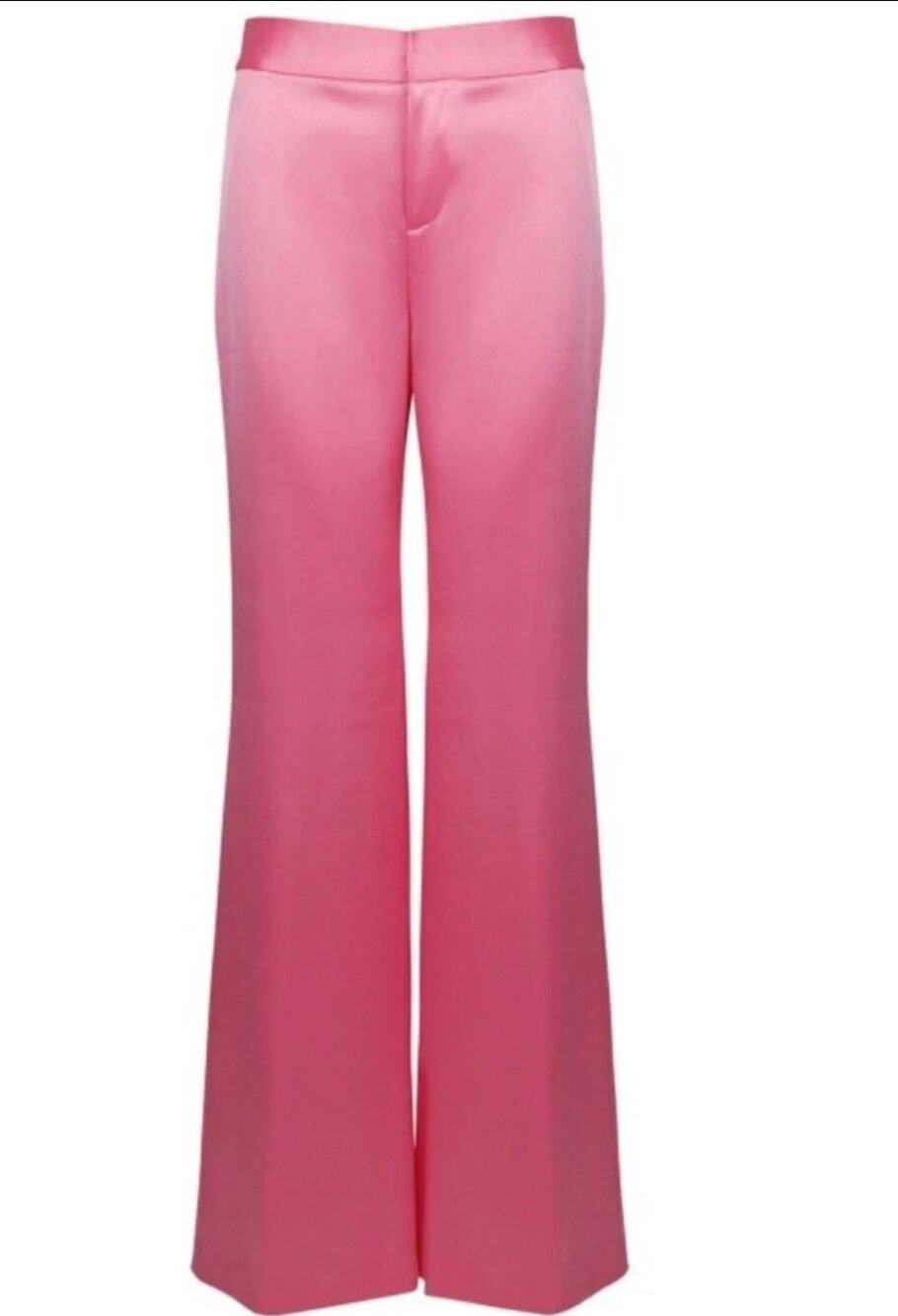 ALICE + OLIVIA Pants Womens Sz 6 Deanna Primrose Pink Satin High Waist Bootcut